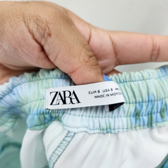 Zara Tie Dye Joggers Womens Small Blue Green Lightweight - Picture 5 of 10